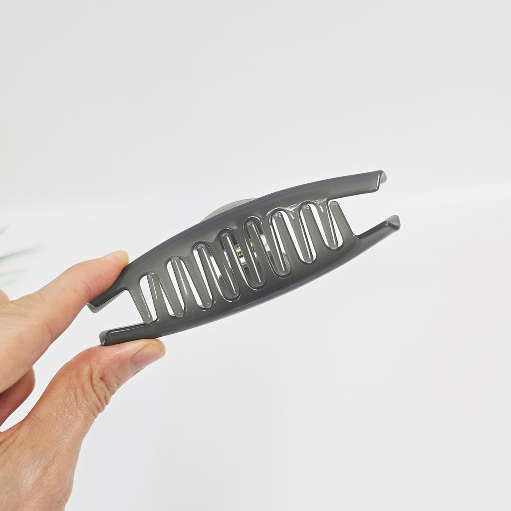 Curve Large Hair Claw Clip 4.5 in – Solid Glossy, French-style, for Updos