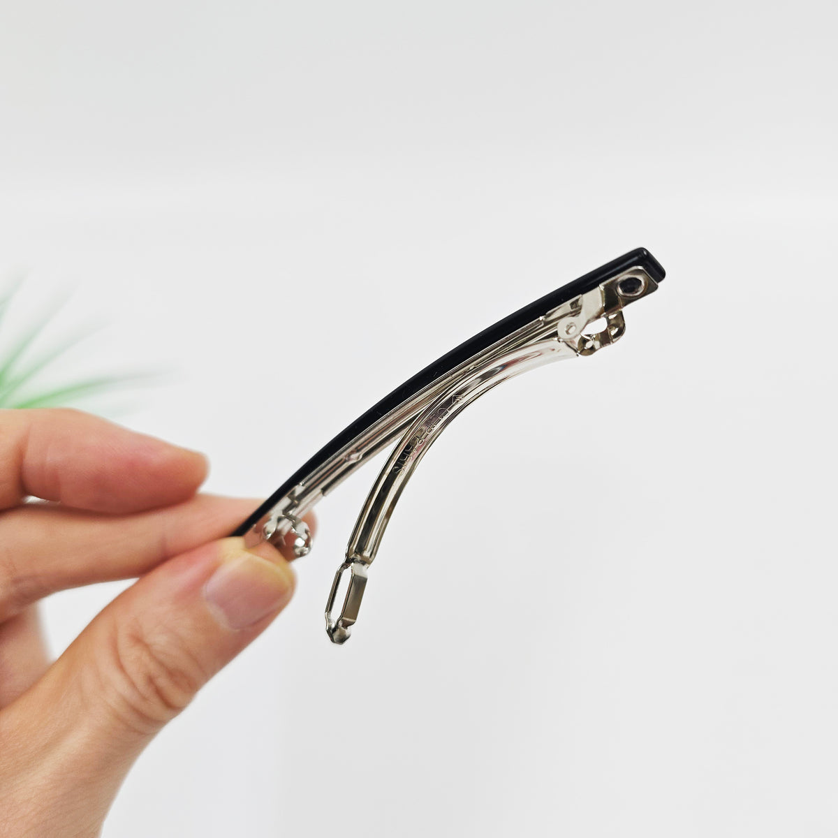 Straight Slim Hair Barrette 3.3 in – Solid Glossy, for Half-Up, French Pin