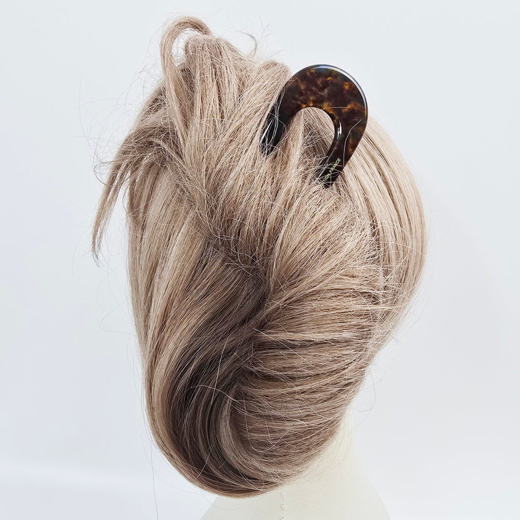 U-Shape Long Hair Stick 5.5 in – Aurora & Solid, French Pin, for Thick Hair
