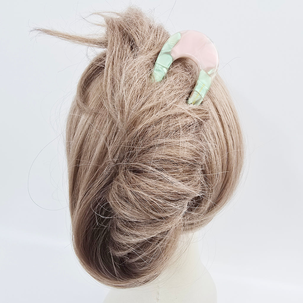 U-Shape Long Hair Stick 5.5 in – Aurora & Solid, French Pin, for Thick Hair