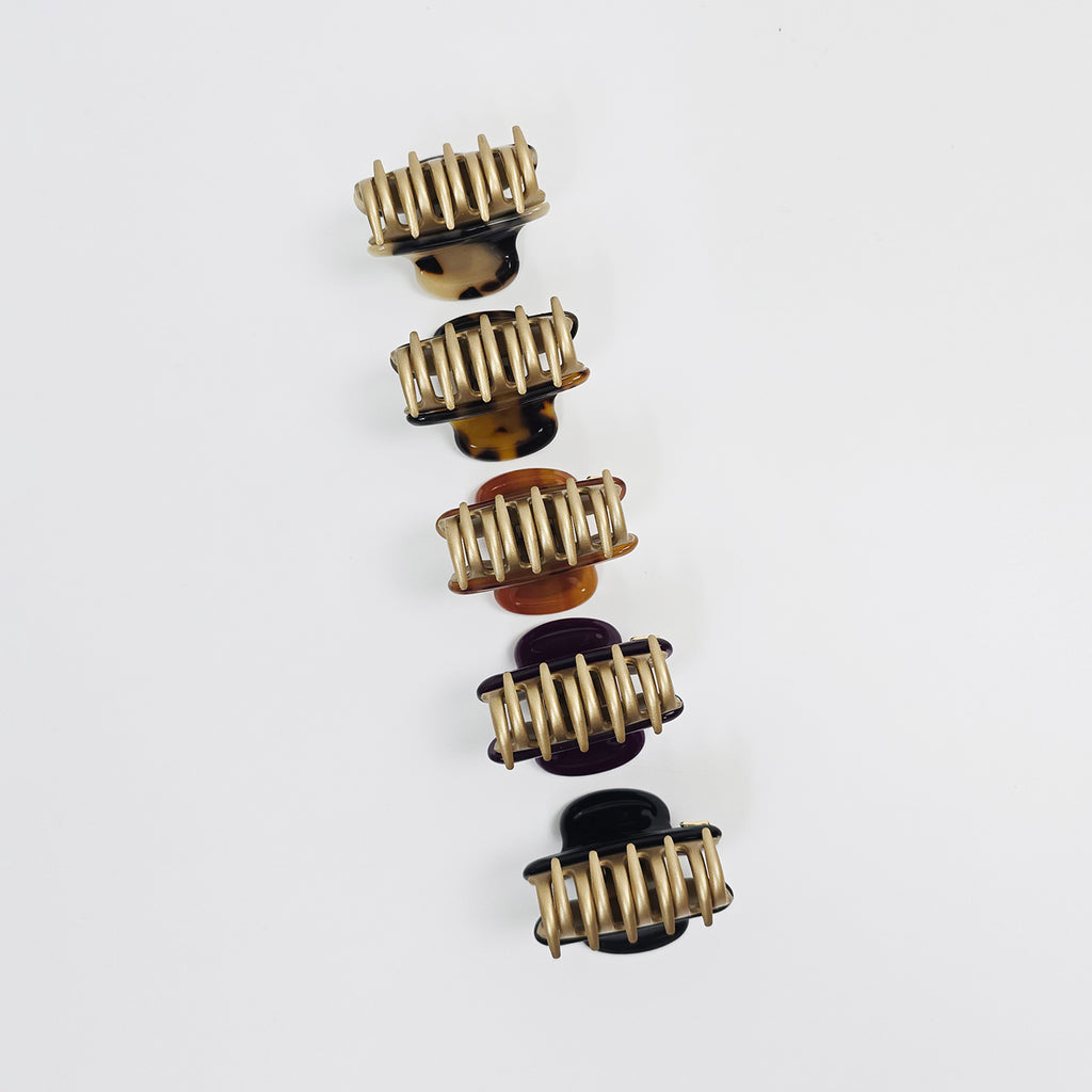 Two-Tone Mini Hair Claw Clip 1.6 in – Tortoise Shell & Solid, French-style