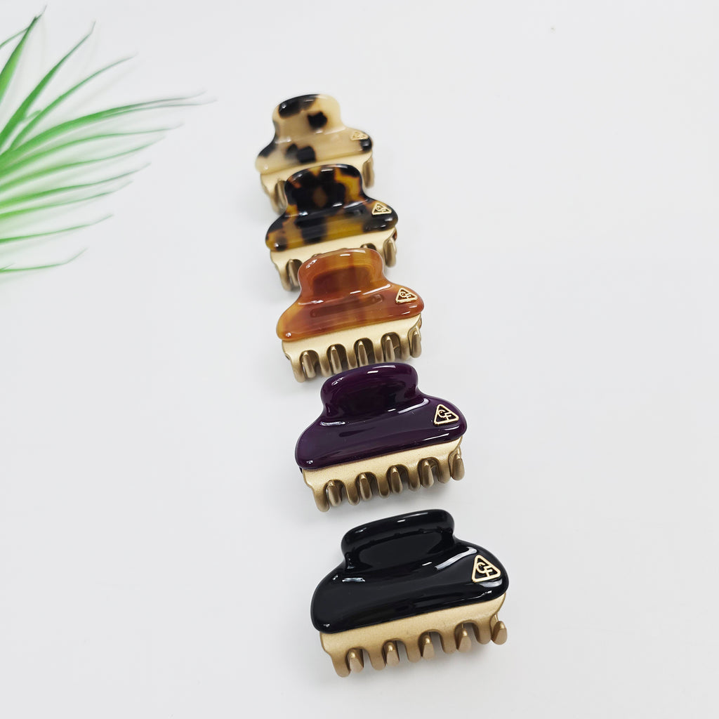 Two-Tone Mini Hair Claw Clip 1.6 in – Tortoise Shell & Solid, French-style