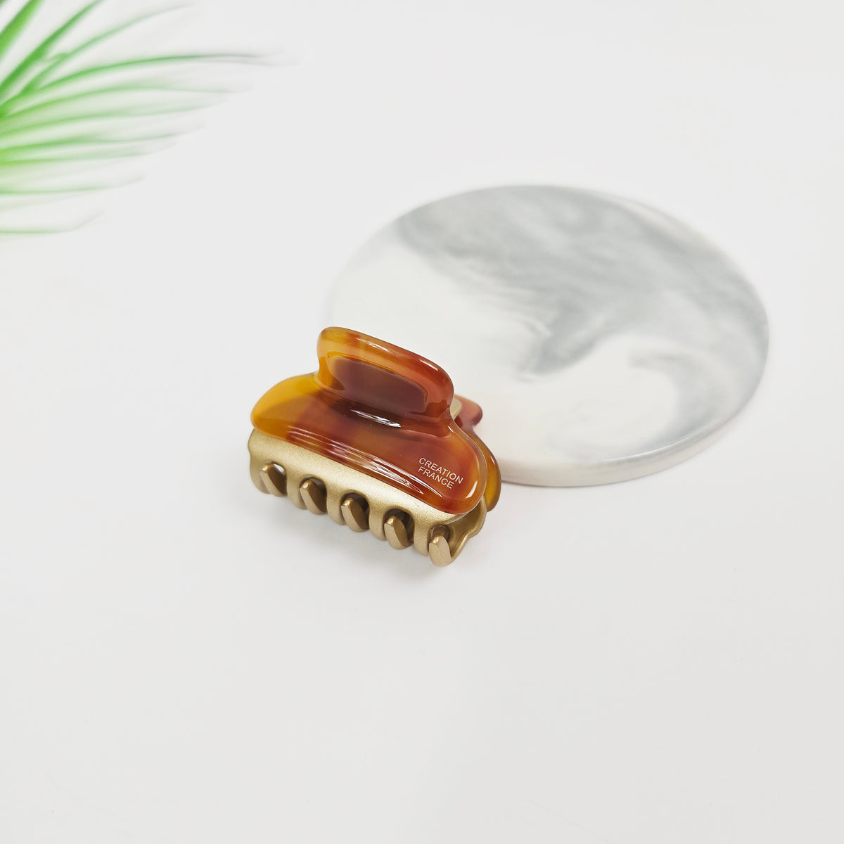 Two-Tone Mini Hair Claw Clip 1.6 in – Tortoise Shell & Solid, French-style