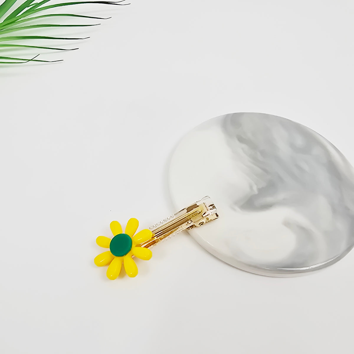 Sunflower Mini Alligator Hair Clip 2.2 in – Pastel & Clear, French Pin
