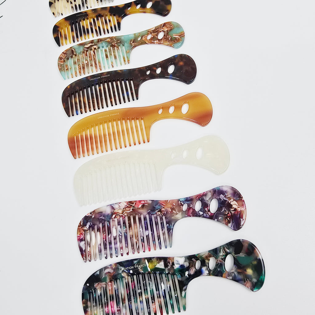 Handle Pocket Hair Comb 4.5 in – Tortoise Shell Marble, French-style