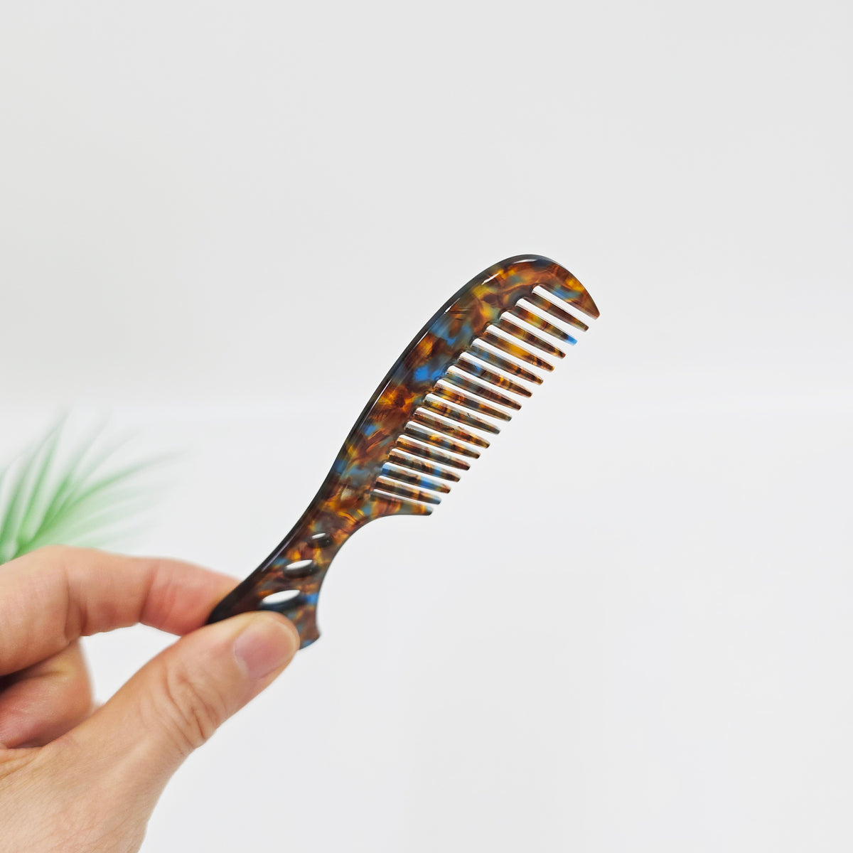Handle Pocket Hair Comb 4.5 in – Tortoise Shell Marble, French-style