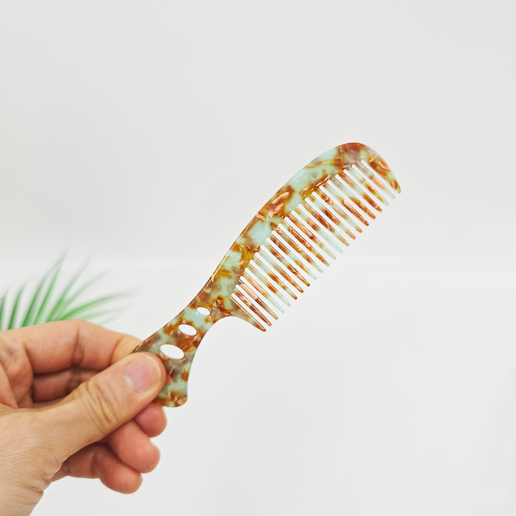 Handle Medium Hair Comb 5.3 in – Tortoise Shell Marble, French-style