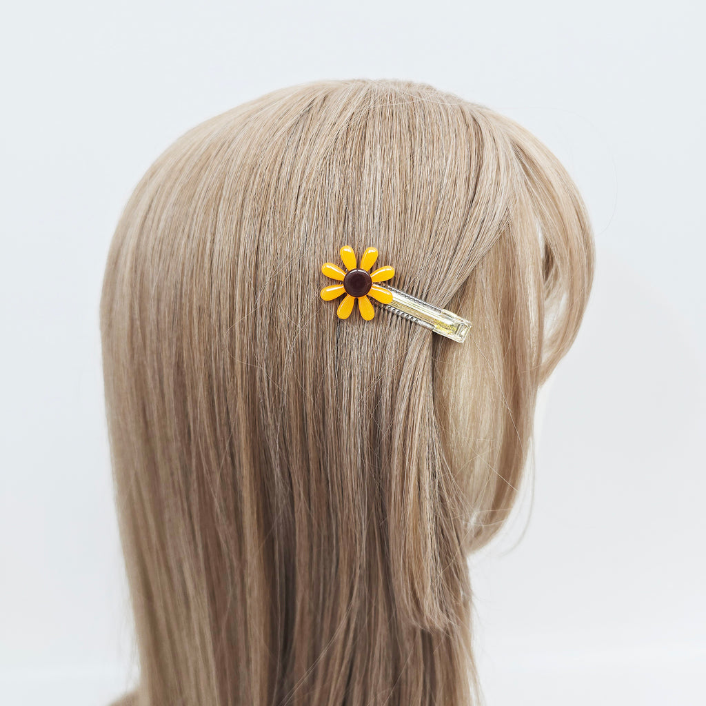 Sunflower Mini Alligator Hair Clip 2.2 in – Pastel & Clear, French Pin