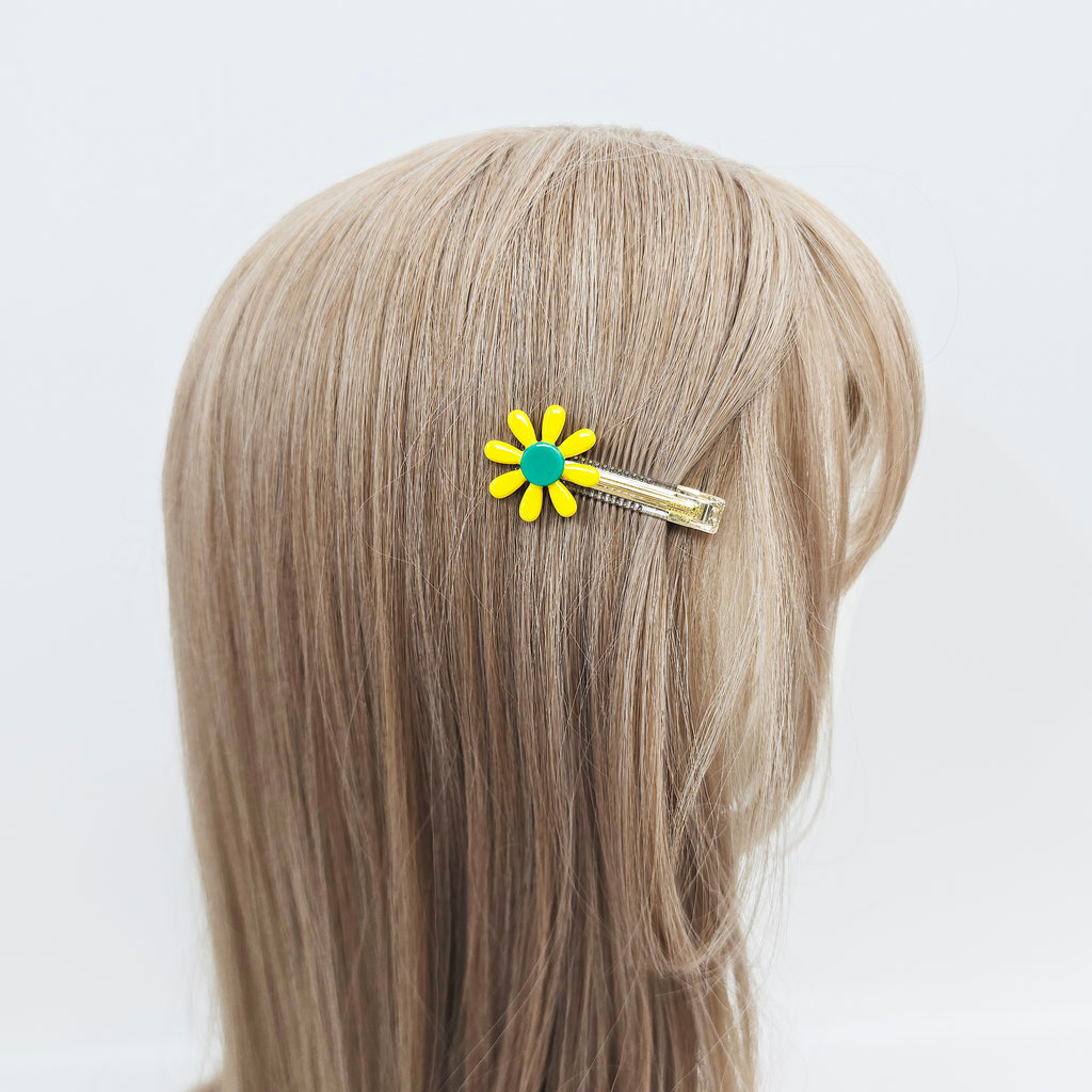 Sunflower Mini Alligator Hair Clip 2.2 in – Pastel & Clear, French Pin