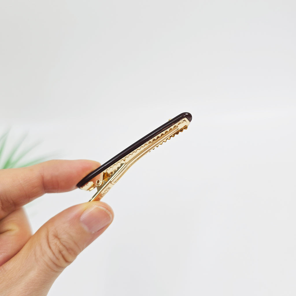 Flat Slim Alligator Hair Clip 2.6 in – Tortoise Shell & Solid, French Pin