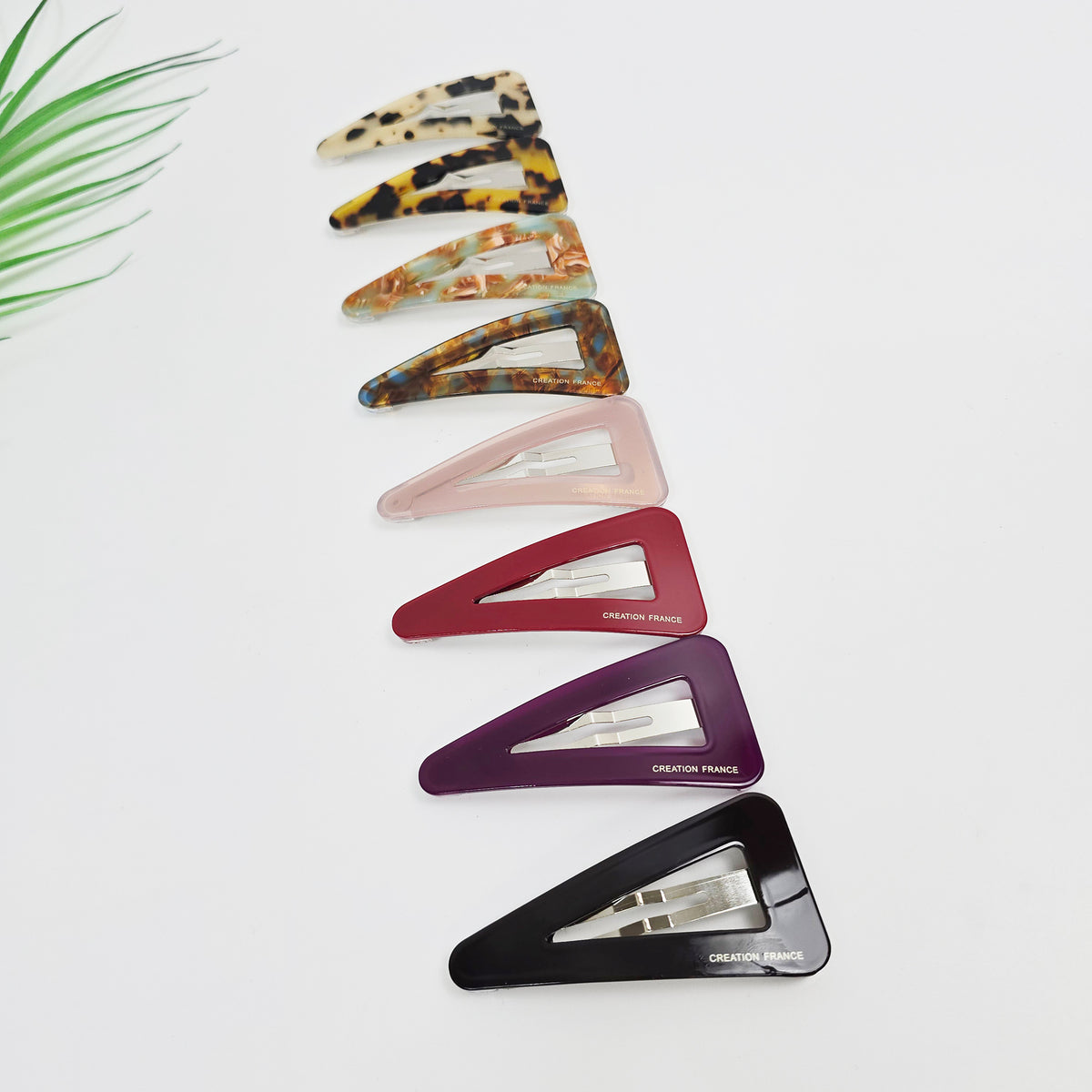 Triangle Snap Clip 2.8 in – Tortoise Shell, Solid & Pastel, French Pin