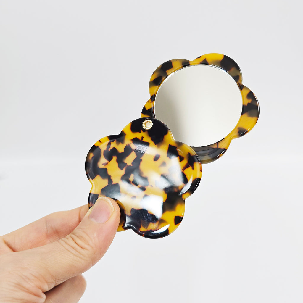 Flower Pocket Mirror 2.6 in – Tortoise Shell, Marble & Pastel, French-style