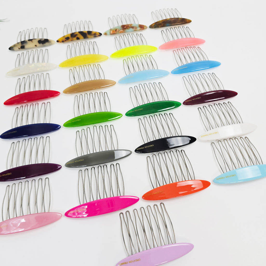 Oval Mini Hair Comb Pin 2.6 in – Tortoise Shell, Solid & Neon, French Pin