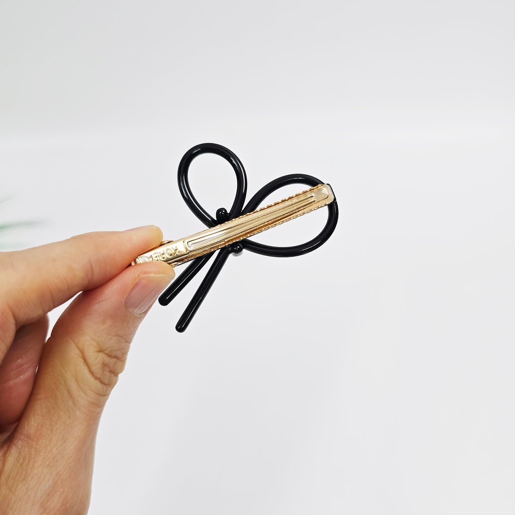 Line Bow Mini Alligator Hair Clip 2.4 in – Solid & Neon Colors, French Pin