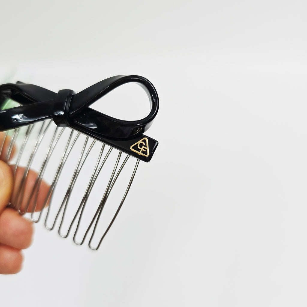 Flow Bow Mini Hair Comb Pin 2.6 in – Solid & Tortoise Shell, French Pin