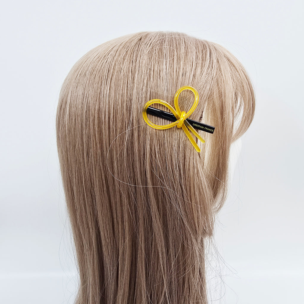 Line Bow Mini Alligator Hair Clip 2.4 in – Solid & Neon Colors, French Pin
