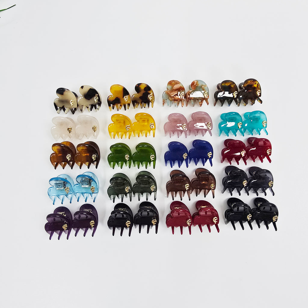 Heart Extra Mini Hair Claw Clips Set of 2 0.6 in – Solid & Tortoise Shell