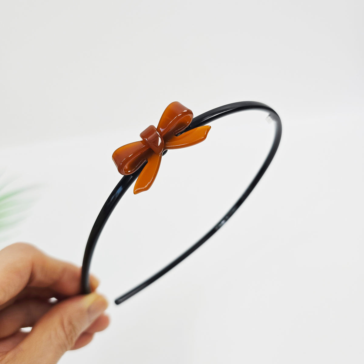 Petite Bow Thin Headband 0.2 in wide – 3D Mini Bow, 16 Colors, French-style