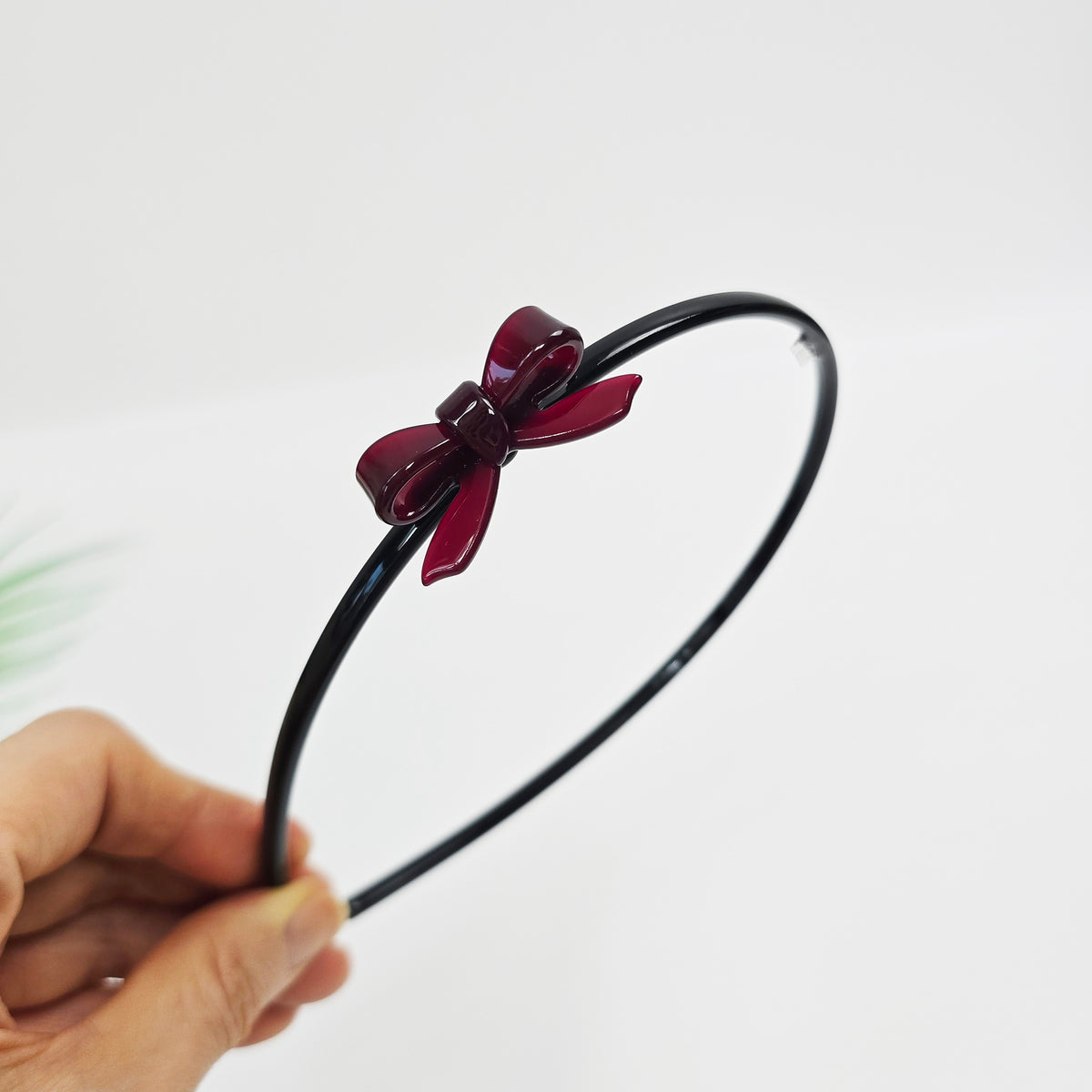 Petite Bow Thin Headband 0.2 in wide – 3D Mini Bow, 16 Colors, French-style