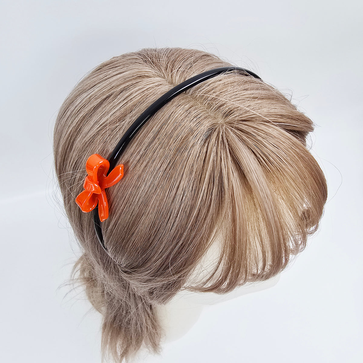 Petite Bow Thin Headband 0.2 in wide – 3D Mini Bow, 16 Colors, French-style