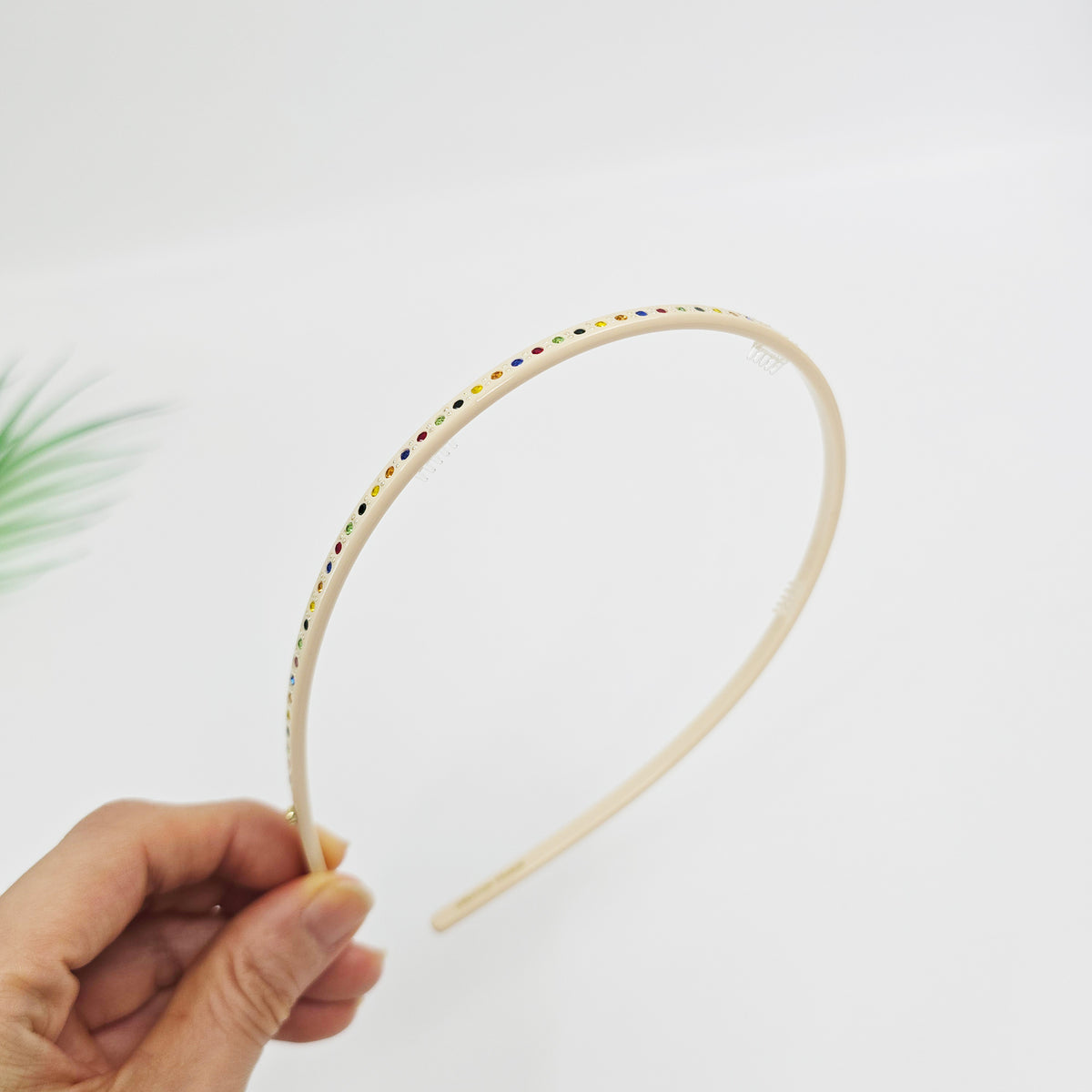 Slim Cubic Thin Headband 0.2 in wide – Mini Crystals, Tortoise & Solid