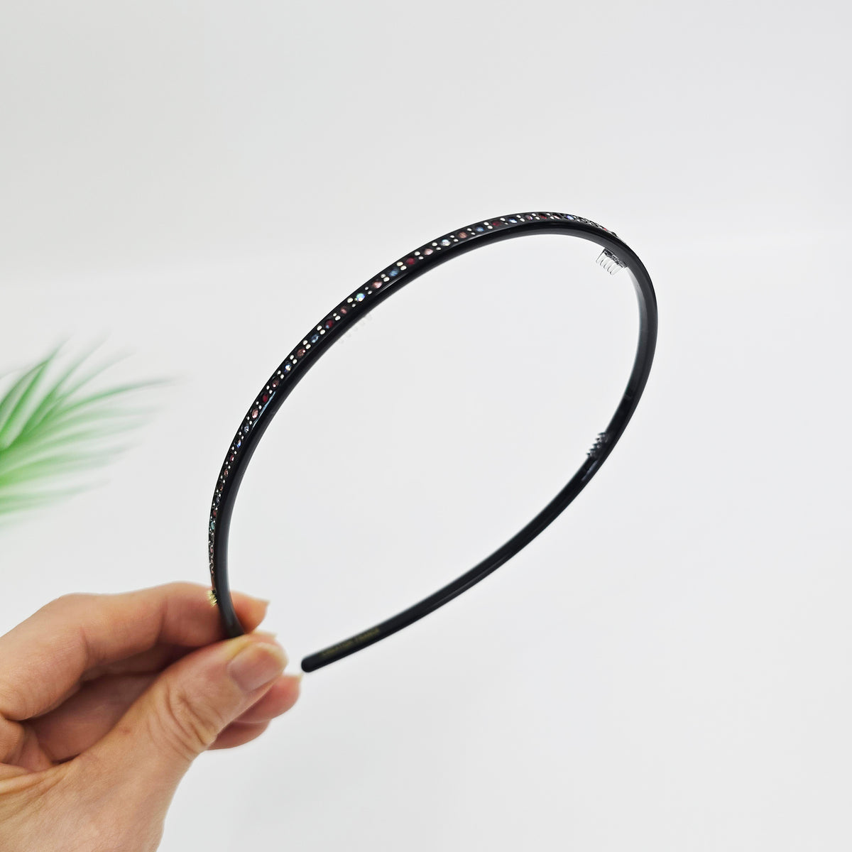 Slim Cubic Thin Headband 0.2 in wide – Mini Crystals, Tortoise & Solid