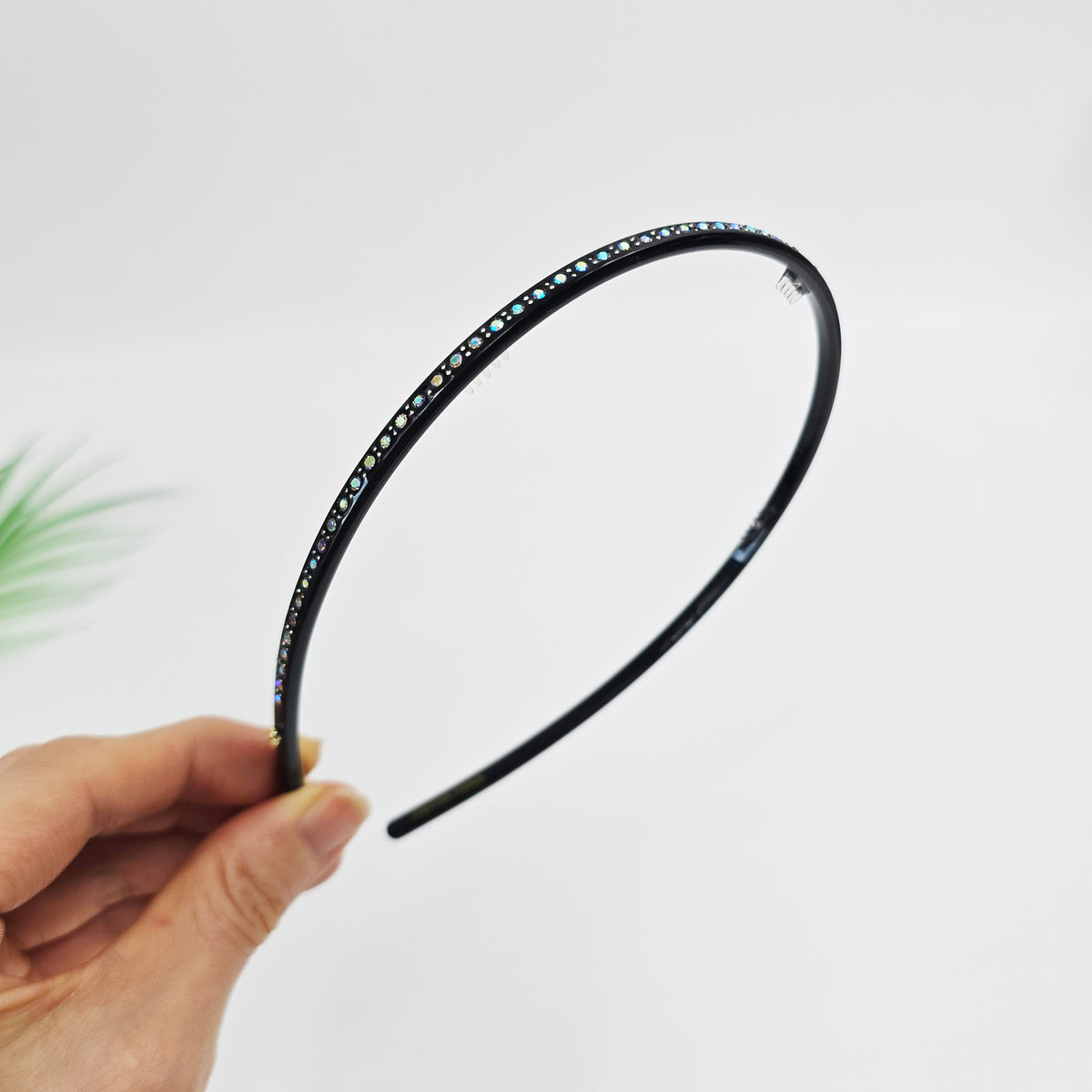 Slim Cubic Thin Headband 0.2 in wide – Mini Crystals, Tortoise & Solid