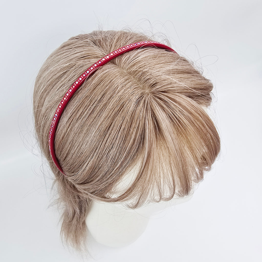 Slim Cubic Thin Headband 0.2 in wide – Mini Crystals, Tortoise & Solid