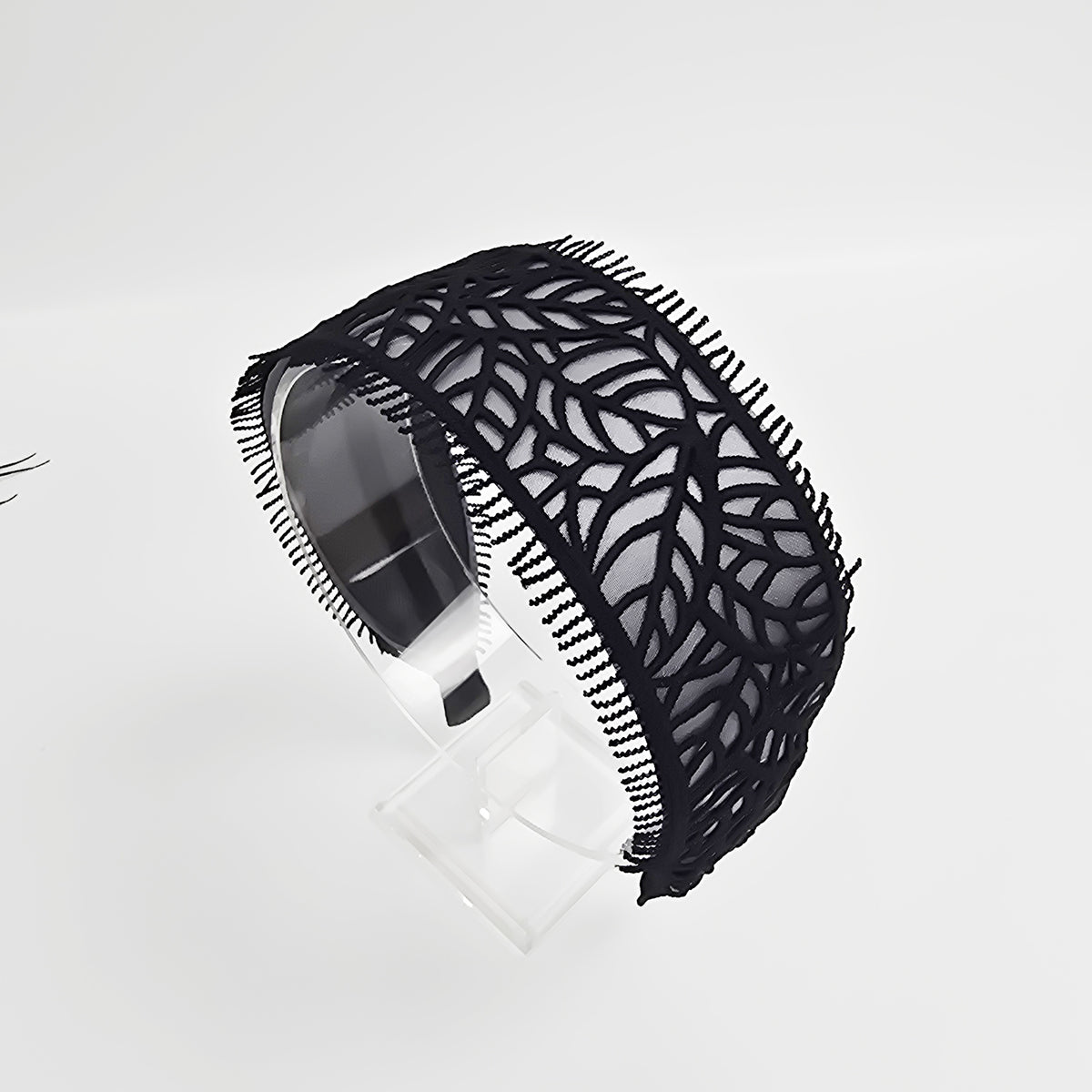Leaf Lace Wide Headband 2.4 in wide – Embroidered Fringe, French-style