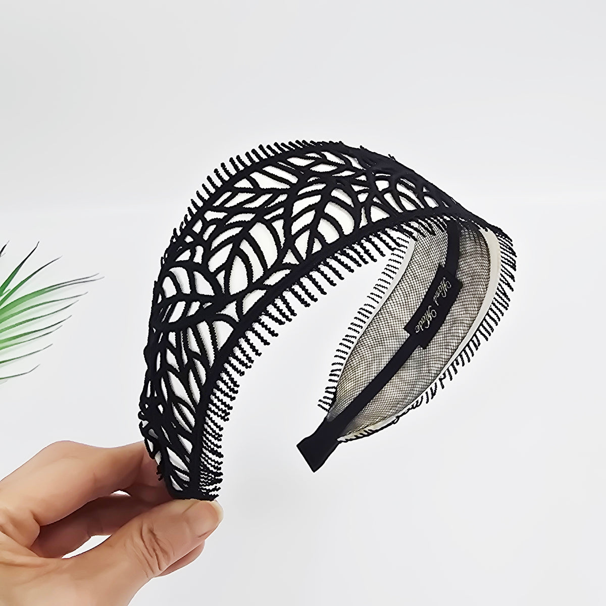 Leaf Lace Wide Headband 2.4 in wide – Embroidered Fringe, French-style