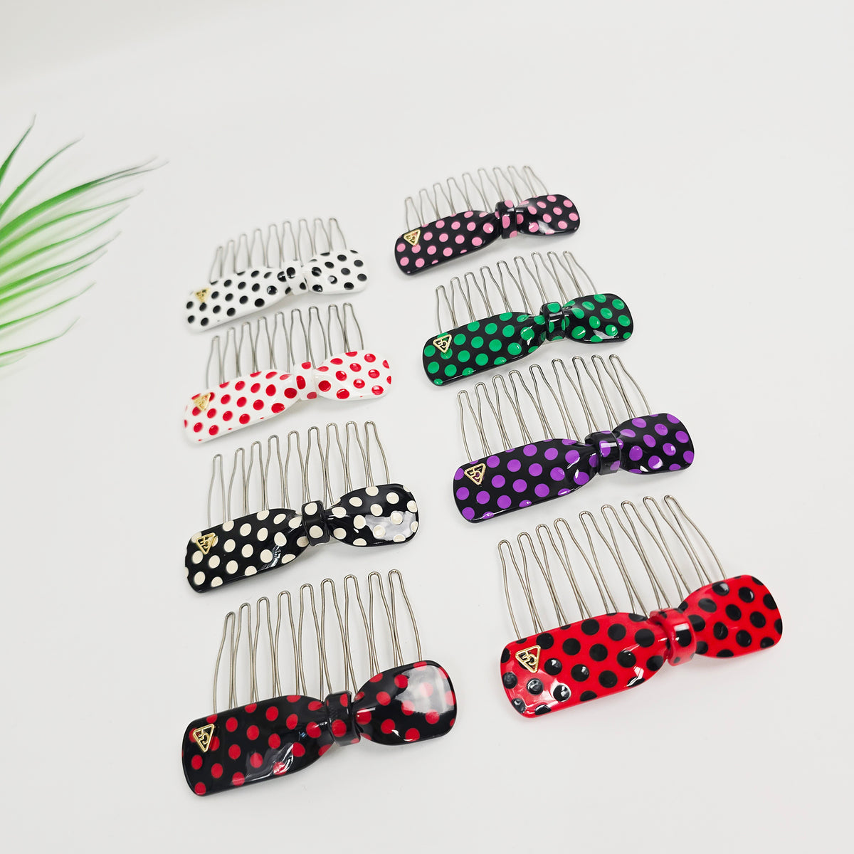 Retro Dot Bow Mini Hair Comb Pin 2.8 in – Polka Dot, French Pin