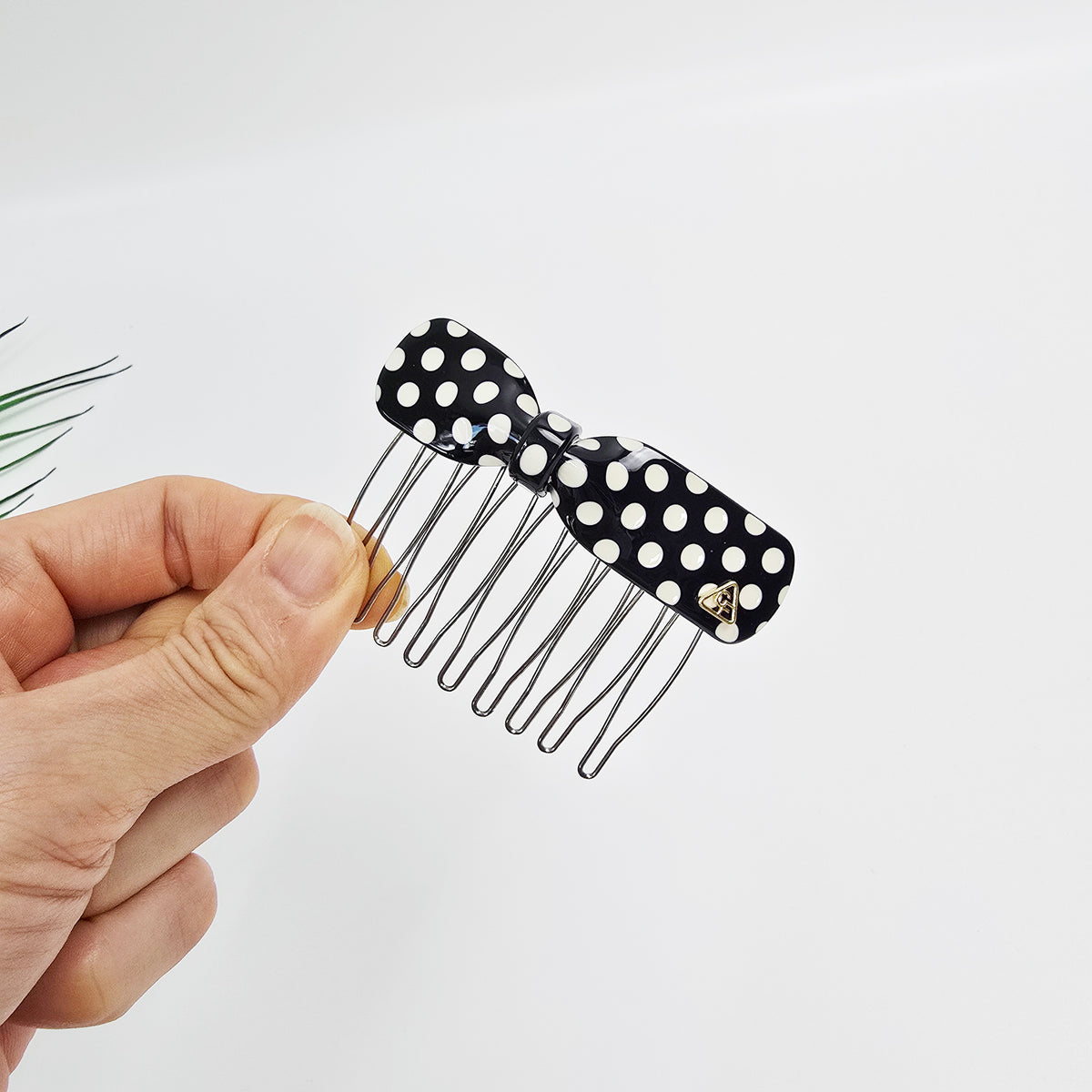 Retro Dot Bow Mini Hair Comb Pin 2.8 in – Polka Dot, French Pin