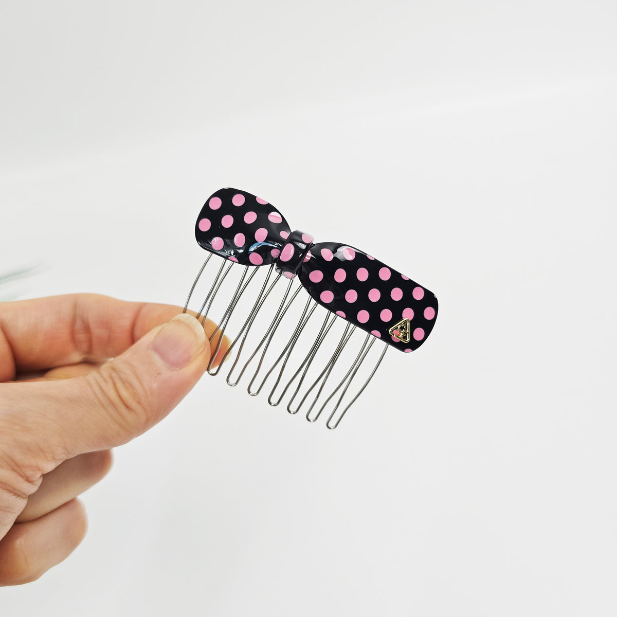 Retro Dot Bow Mini Hair Comb Pin 2.8 in – Polka Dot, French Pin