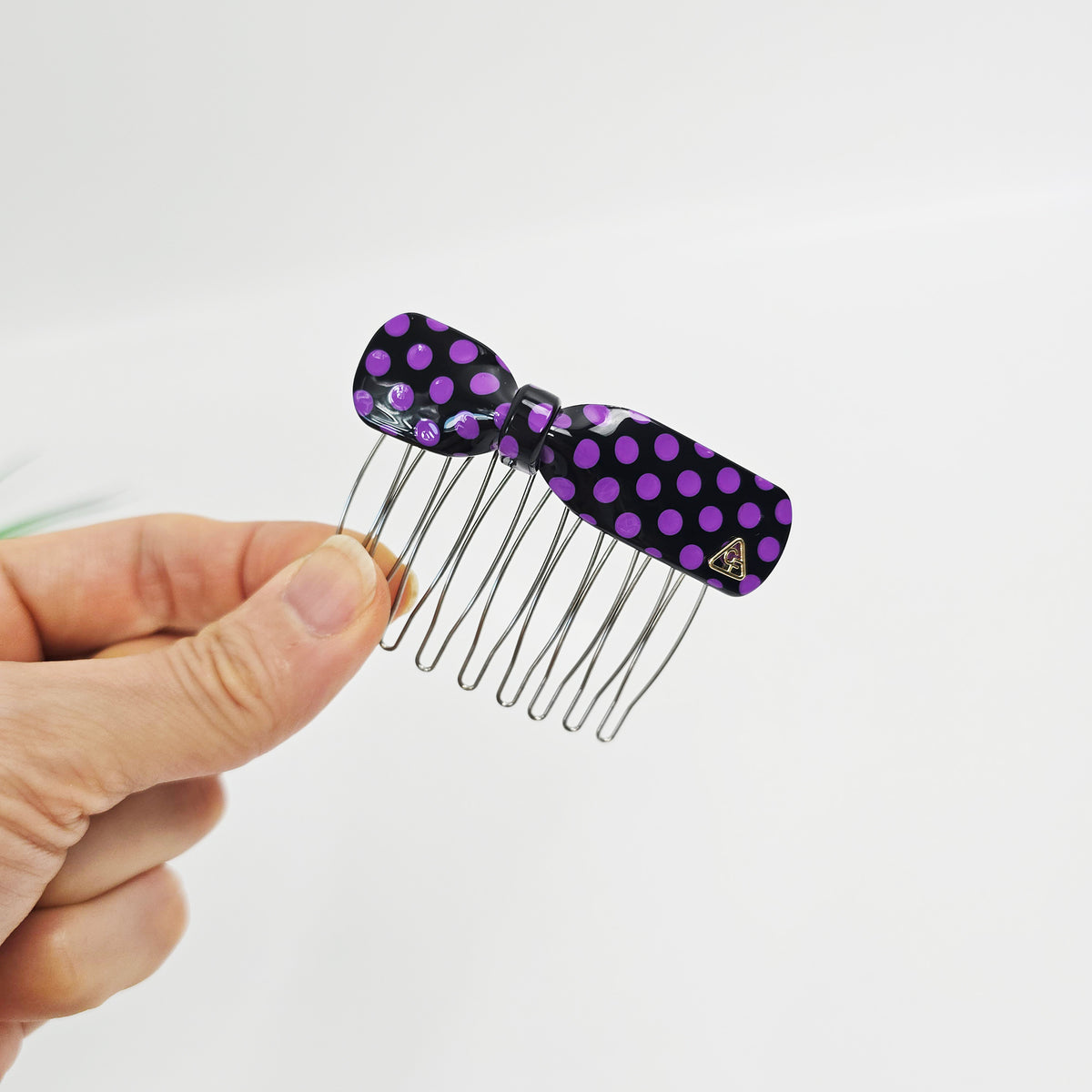 Retro Dot Bow Mini Hair Comb Pin 2.8 in – Polka Dot, French Pin