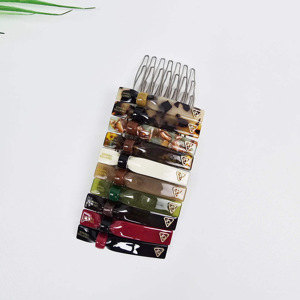 Slim Ring Mini Hair Comb Pin 2.3 in – Tortoise Shell & Solid, French Pin