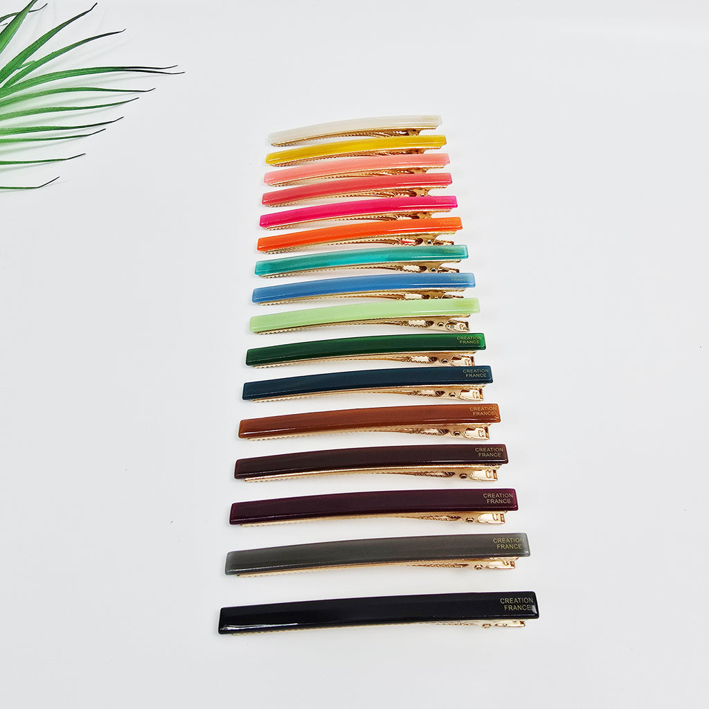 Slim Bar Long Alligator Hair Clip 3.3 in – Solid & Clear, French-style