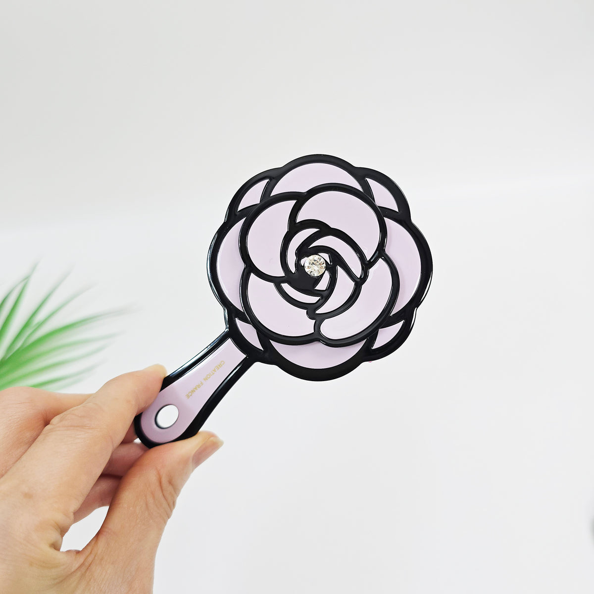 Camellia Jewel Mini Hand Mirror 5.0 in – Pastel, Cubic, Portable