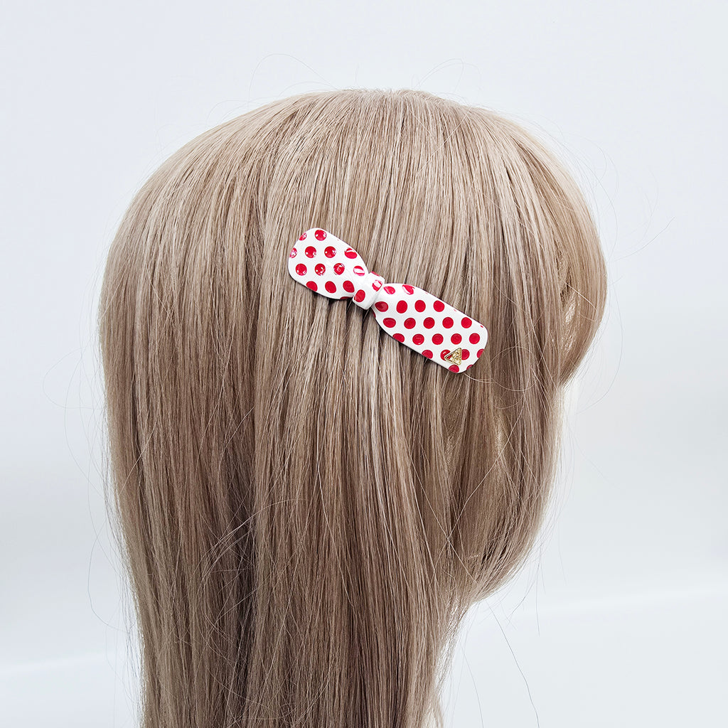 Retro Dot Bow Mini Hair Comb Pin 2.8 in – Polka Dot, French Pin