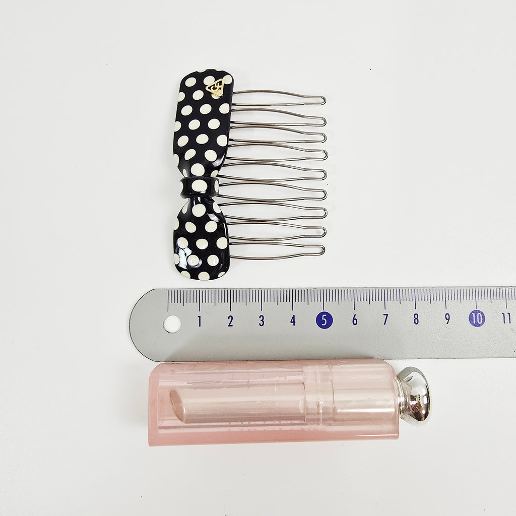 Retro Dot Bow Mini Hair Comb Pin 2.8 in – Polka Dot, French Pin
