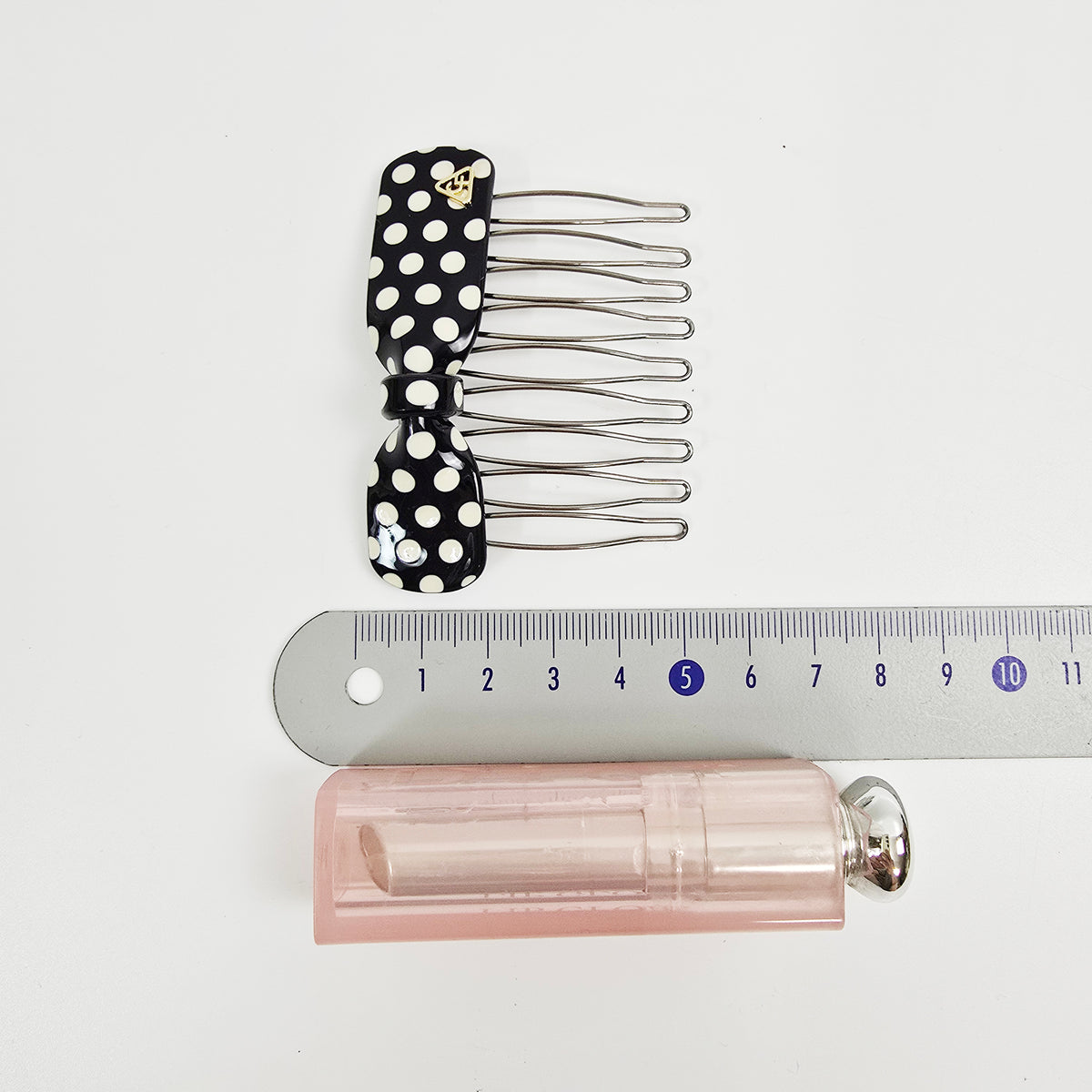 Retro Dot Bow Mini Hair Comb Pin 2.8 in – Polka Dot, French Pin