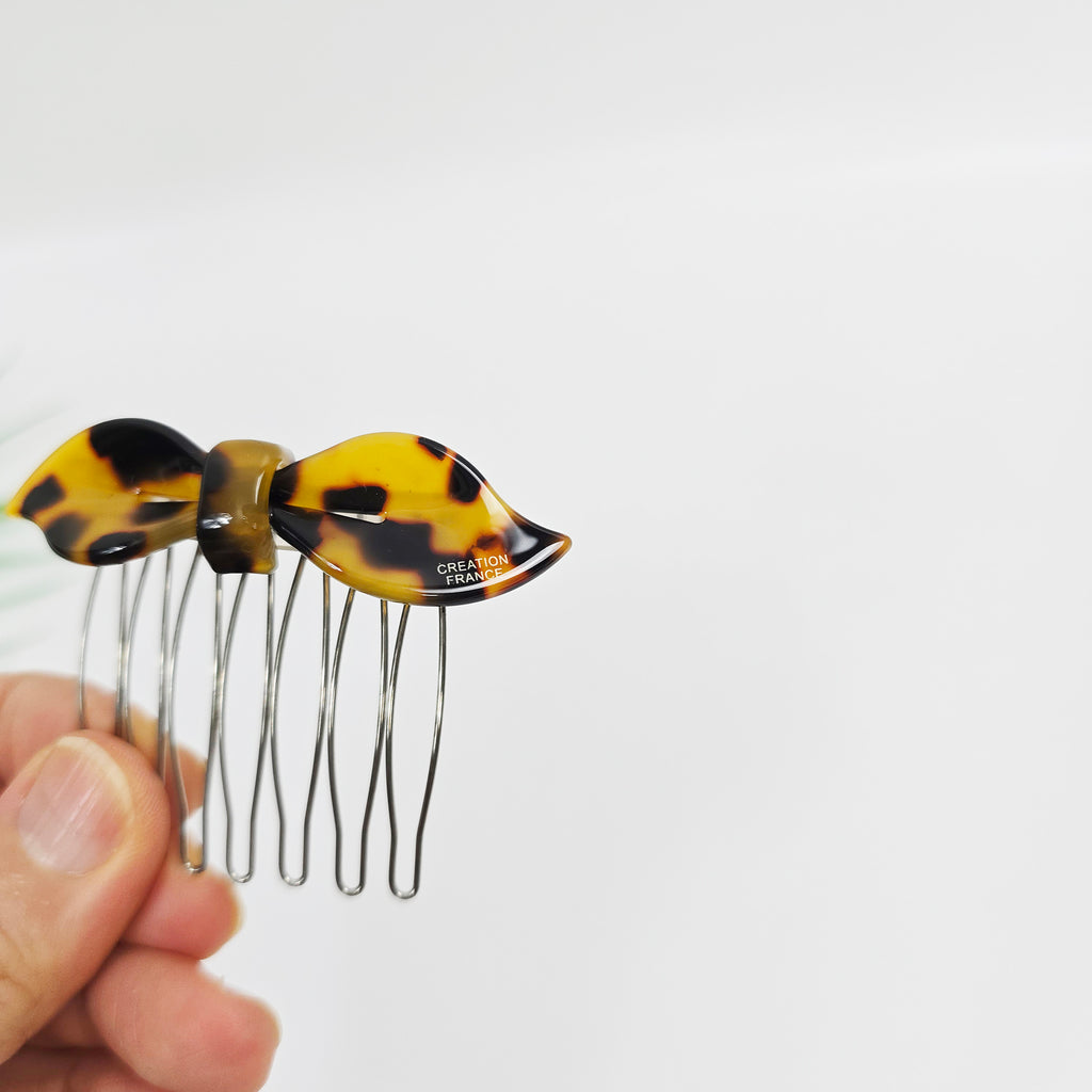 Lip Bow Mini Hair Comb Pin 2.6 in – Tortoise Shell, French Pin