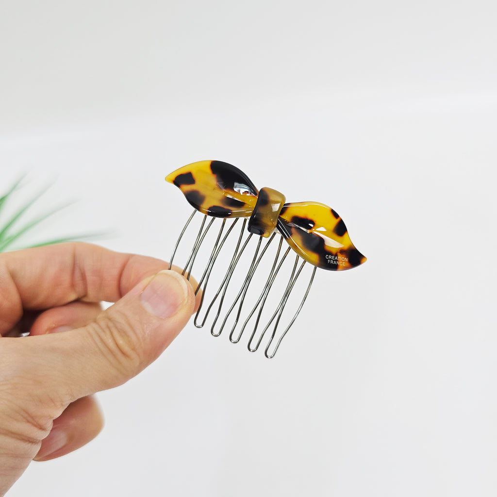 Lip Bow Mini Hair Comb Pin 2.6 in – Tortoise Shell, French Pin