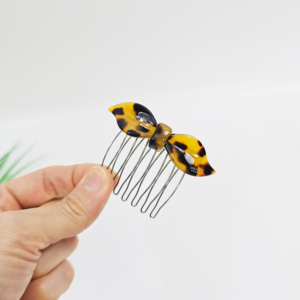Lip Bow Mini Hair Comb Pin 2.6 in – Tortoise Shell, French Pin