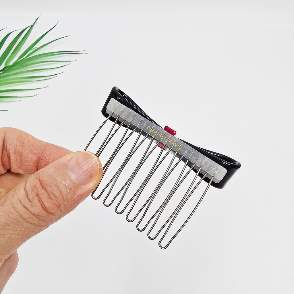 Slim Long Bow Mini Hair Comb Pin 2.8 in – Solid Colors, French Pin