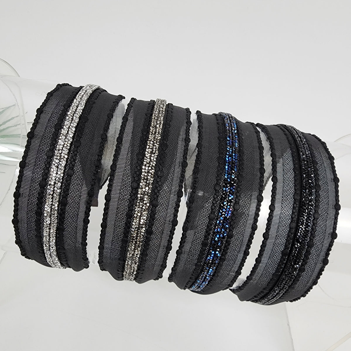 Crystal Line Mesh Wide Headband 1.8 in wide – Aurora, French-style