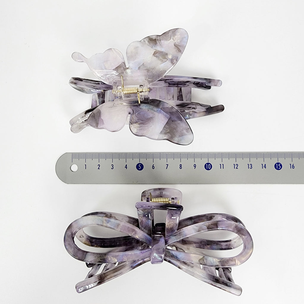 Butterfly & Bow Large Hair Claw Clip 4.6 in – Aurora Violet, French-style