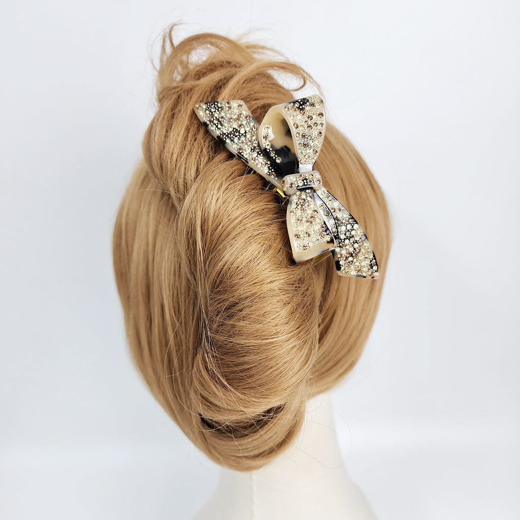 Wind Bow Cubic Long Hair Comb Pin 4.6 in – Tortoise Shell, French Pin