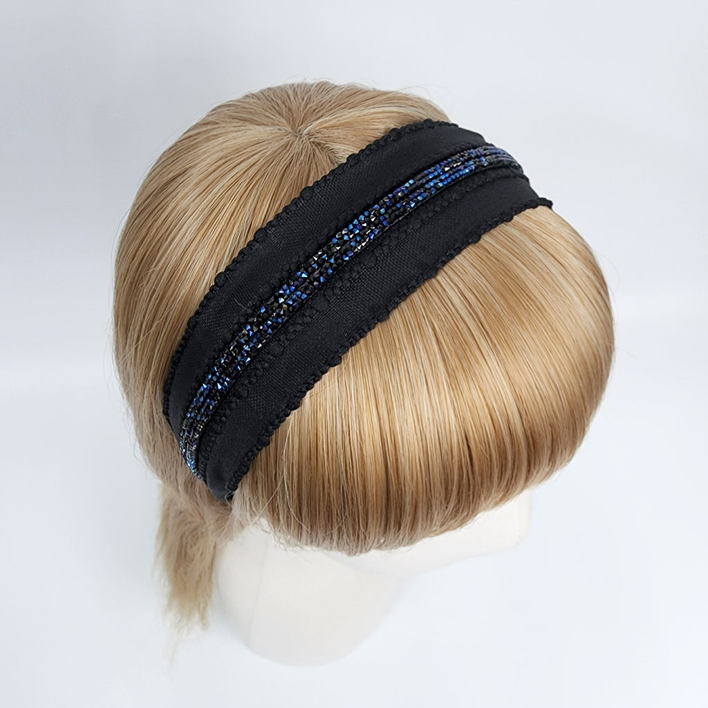 Crystal Line Mesh Wide Headband 1.8 in wide – Aurora, French-style