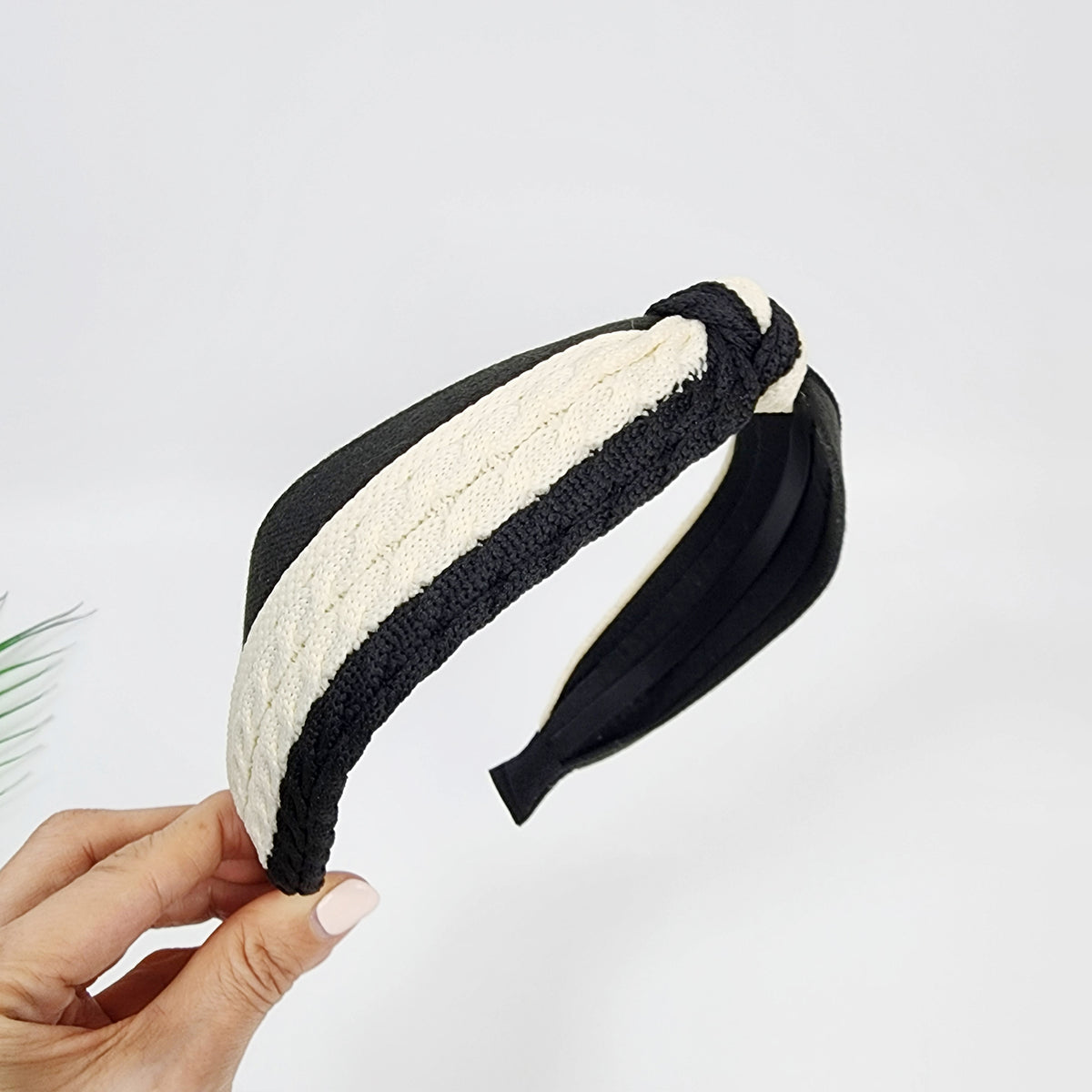 Cable Knit Twist Wide Headband 1.6 in wide – 1 Black