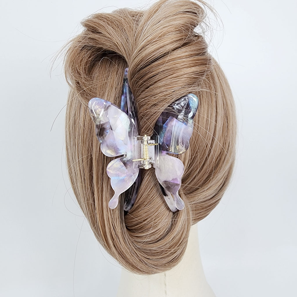 Butterfly & Bow Large Hair Claw Clip 4.6 in – Aurora Violet, French-style